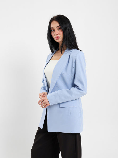 Linen Roll-Up Sleeve Blazer