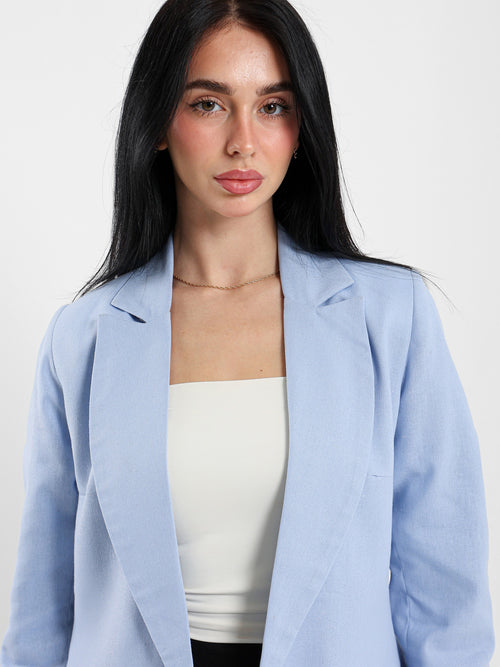 Linen Roll-Up Sleeve Blazer