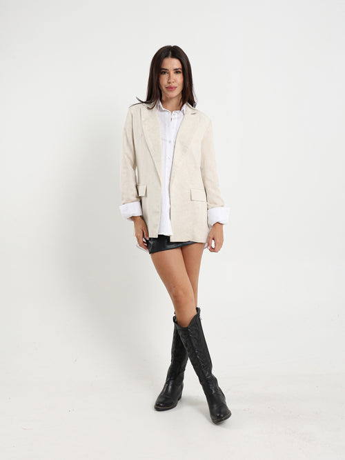 Linen Roll-Up Sleeve Blazer