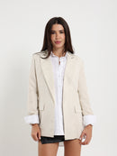 Linen Roll-Up Sleeve Blazer