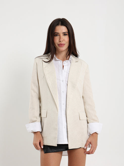 Linen Roll-Up Sleeve Blazer