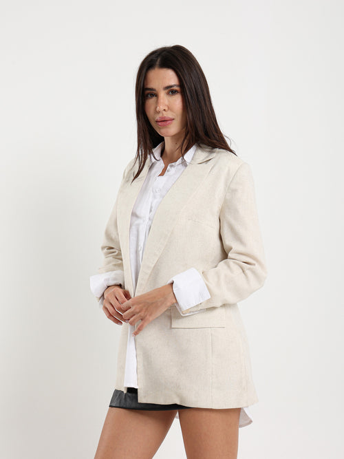 Linen Roll-Up Sleeve Blazer