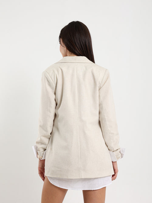 Linen Roll-Up Sleeve Blazer