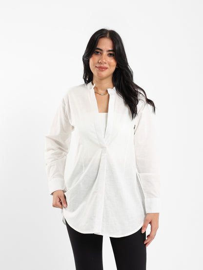 V-Neck Shirt with Front Slit