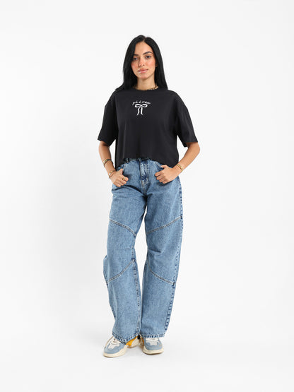 High-Low Bow Print Tee