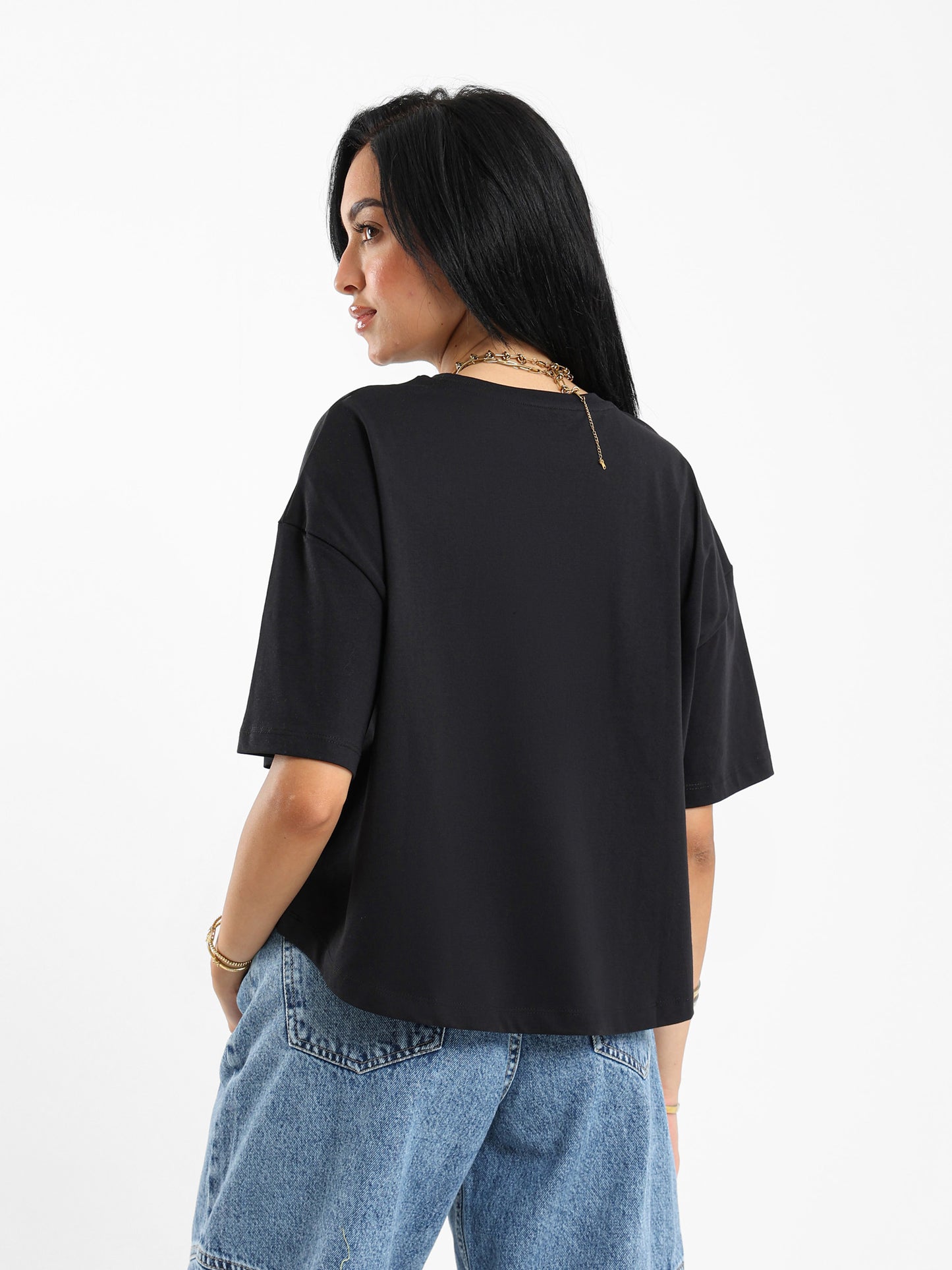 High-Low Bow Print Tee