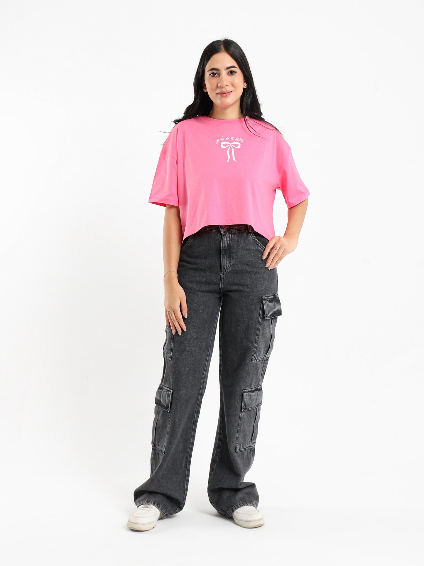 High-Low Bow Print Tee