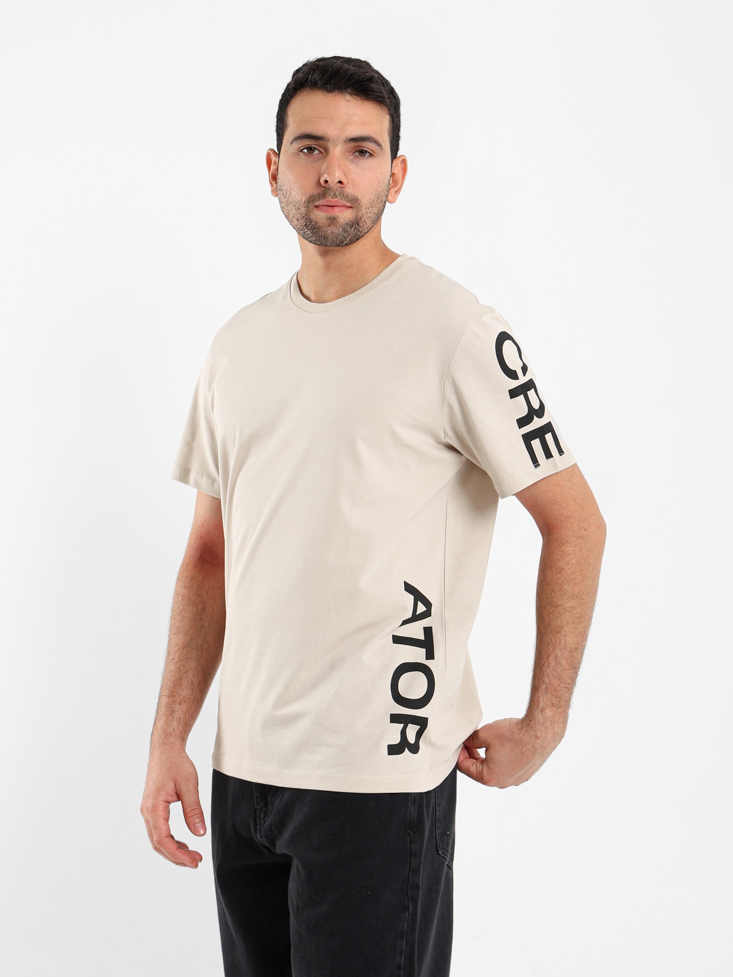 Placement Print Crew Neck Half Sleeve T-Shirt