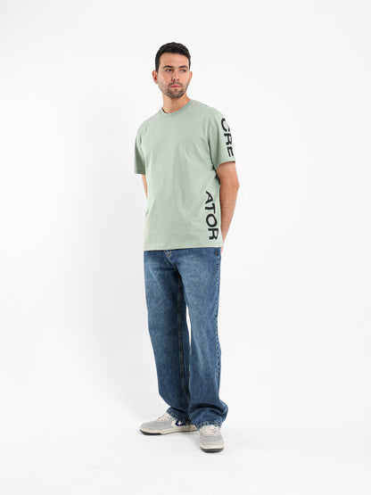 Placement Print Crew Neck Half Sleeve T-Shirt