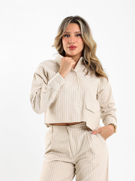 Cropped Striped Blazer