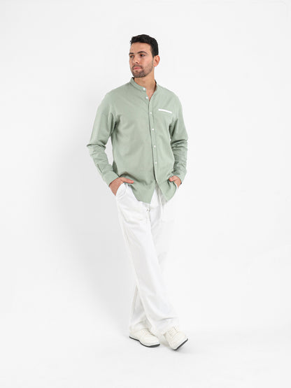 Grandad Collar Shirt with Pocket