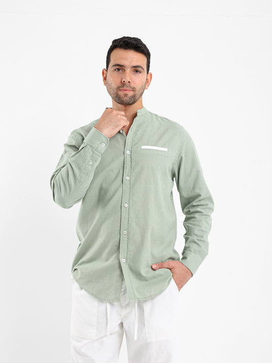 Grandad Collar Shirt with Pocket