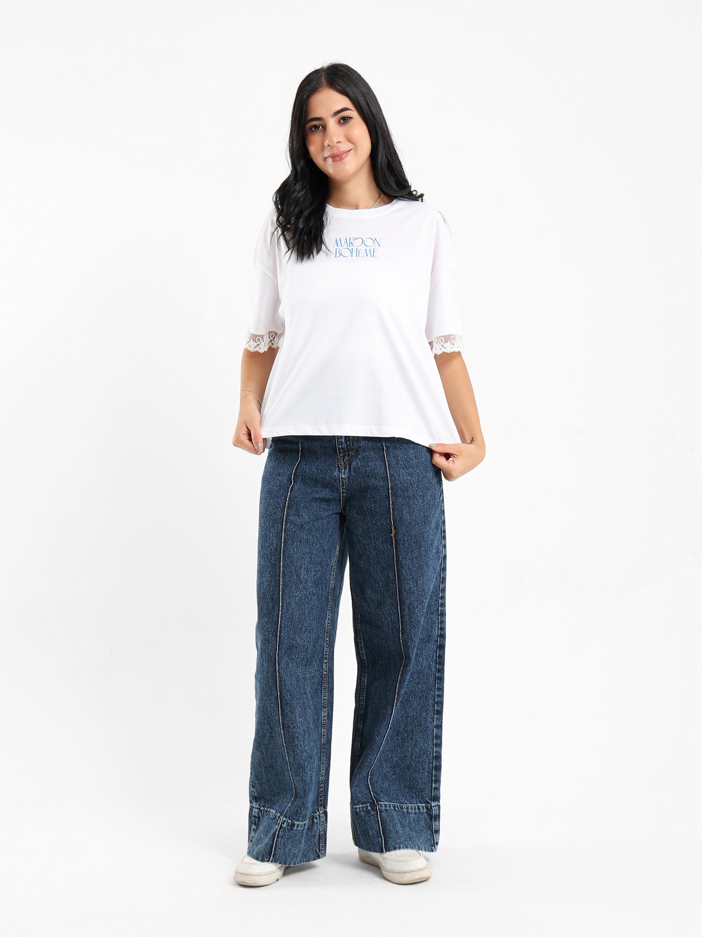 Trimmed Sleeve Print Tee