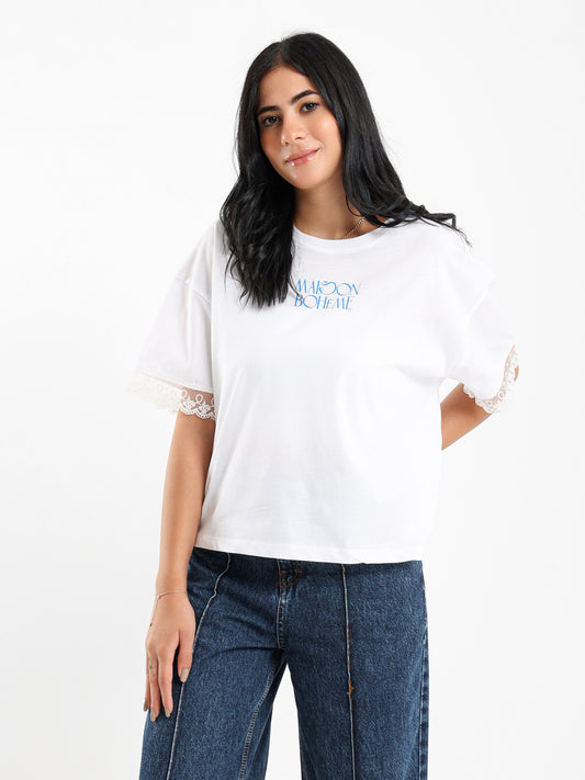 Trimmed Sleeve Print Tee