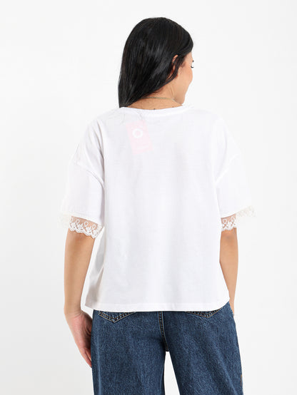 Trimmed Sleeve Print Tee
