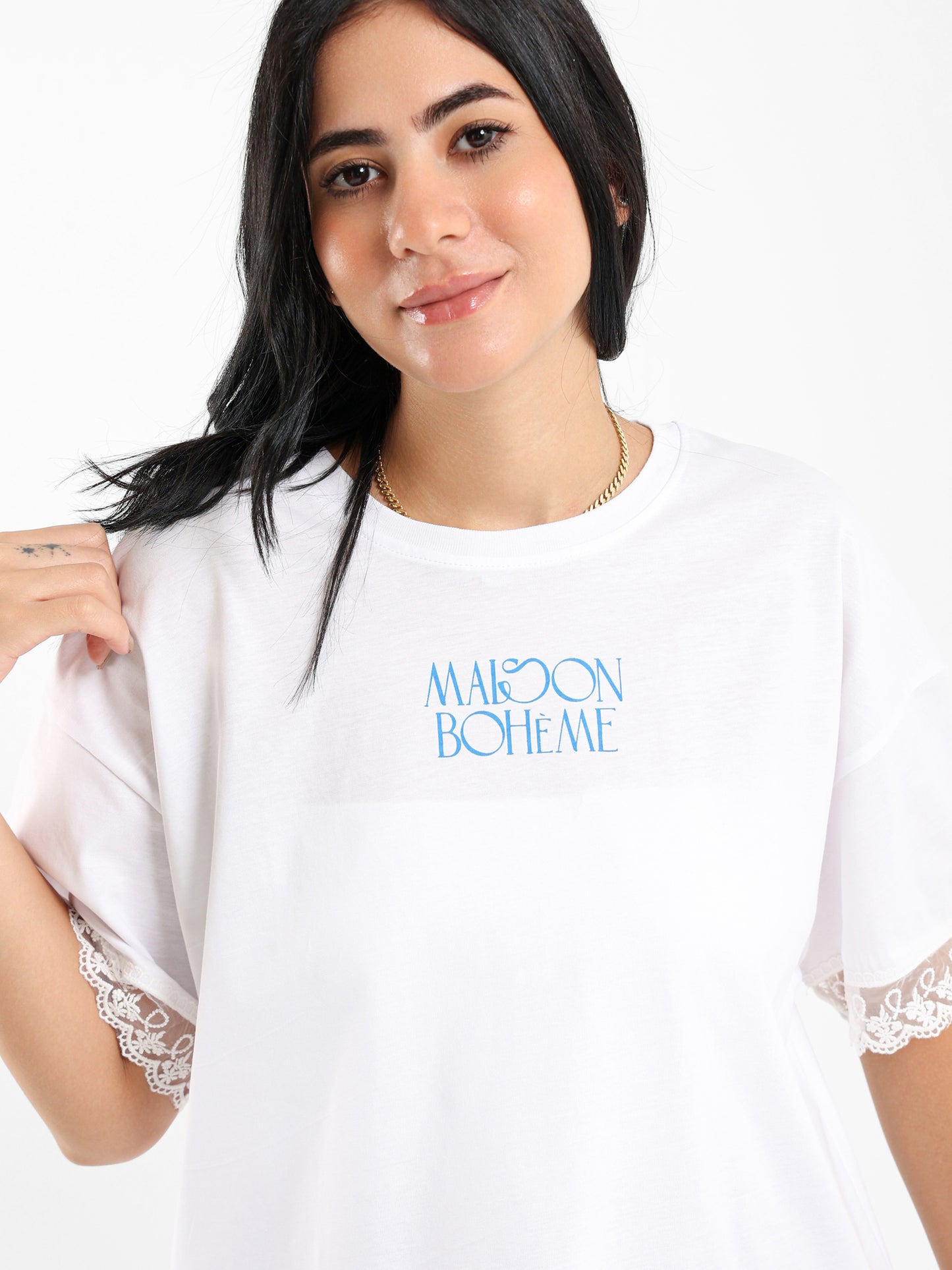 Trimmed Sleeve Print Tee