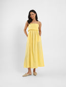 Sleeveless Long Pleated Front Dress