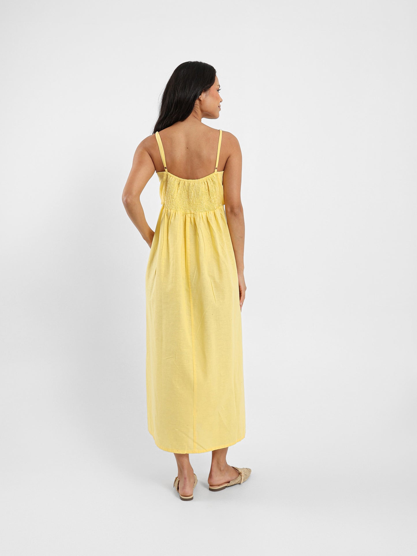 Sleeveless Long Pleated Front Dress