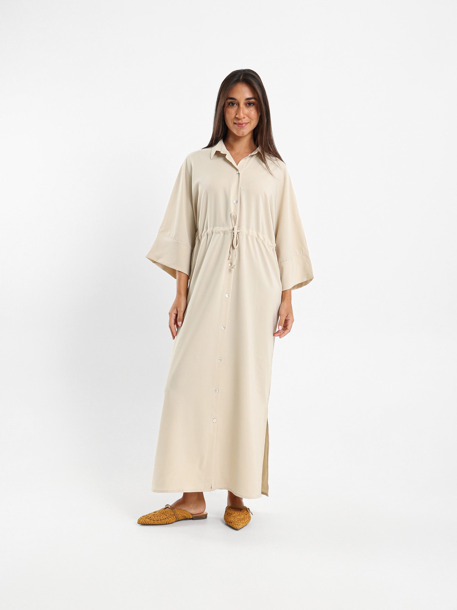 Wide Sleeve Midi Length Dress