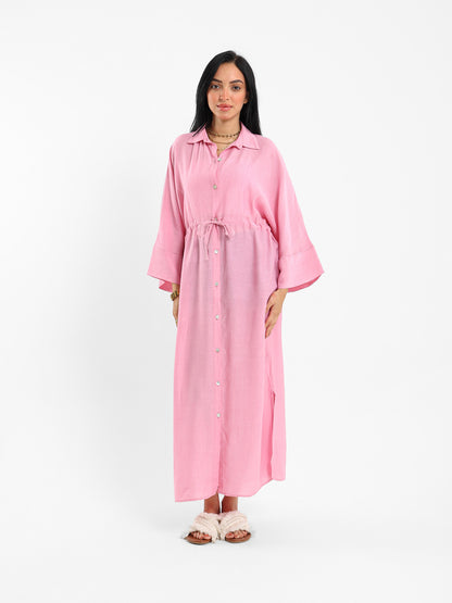 Drawstring Waist Shirt Dress