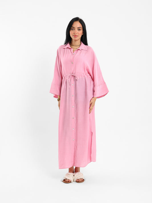 Drawstring Waist Shirt Dress