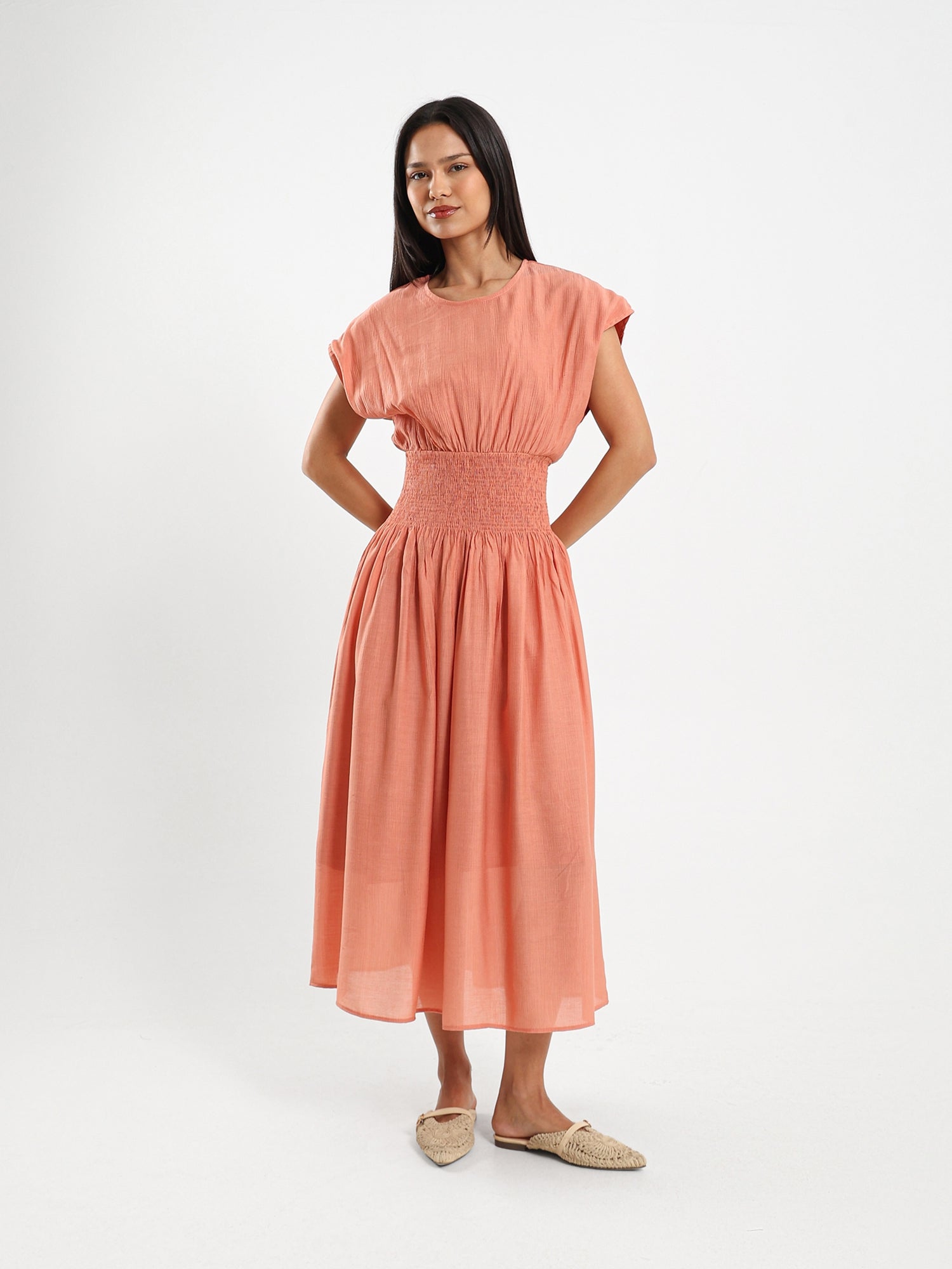 Smocked Waist Midi Dress