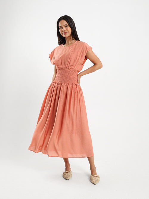 Smocked Waist Midi Dress
