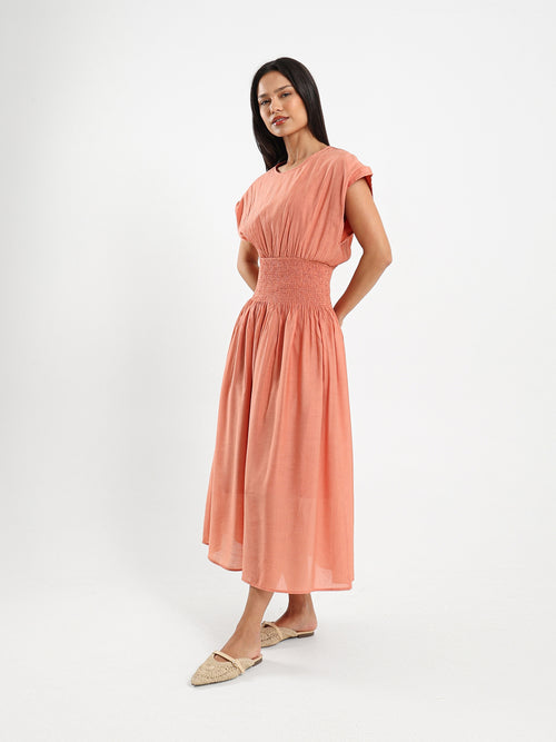 Smocked Waist Midi Dress