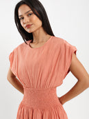 Smocked Waist Midi Dress