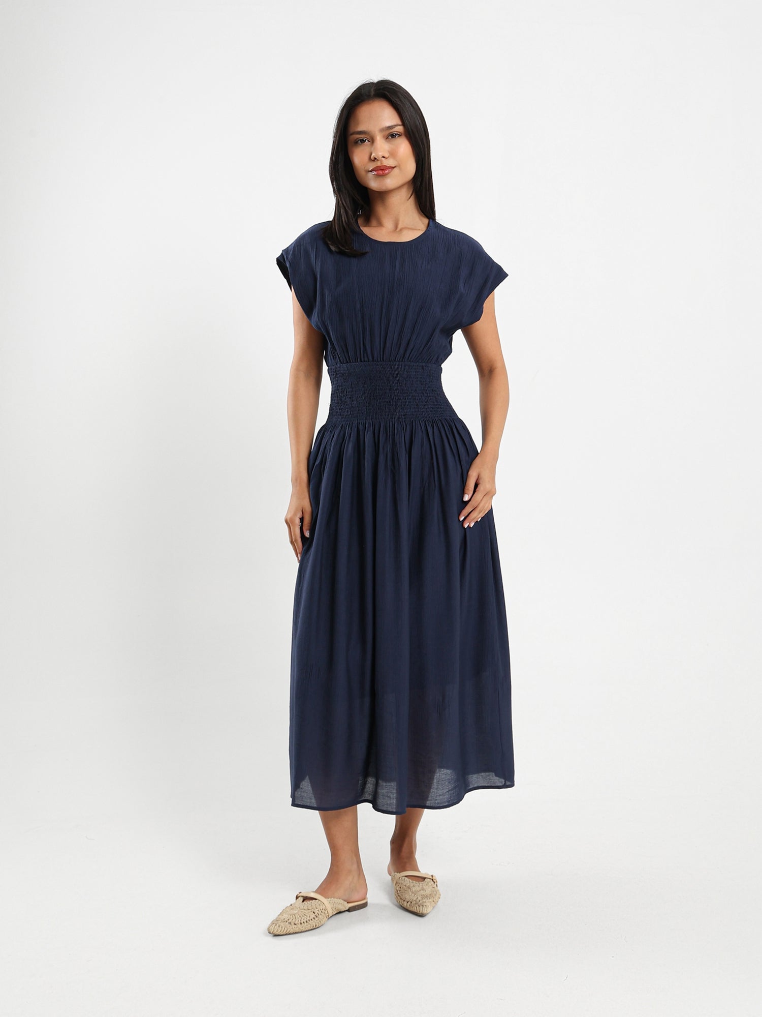 Smocked Waist Midi Dress