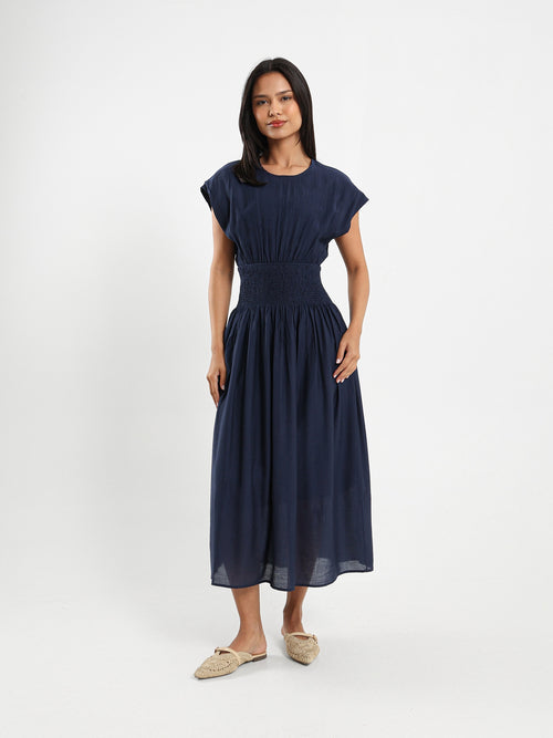 Smocked Waist Midi Dress