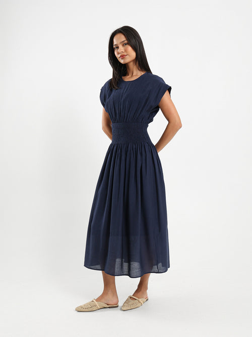 Smocked Waist Midi Dress