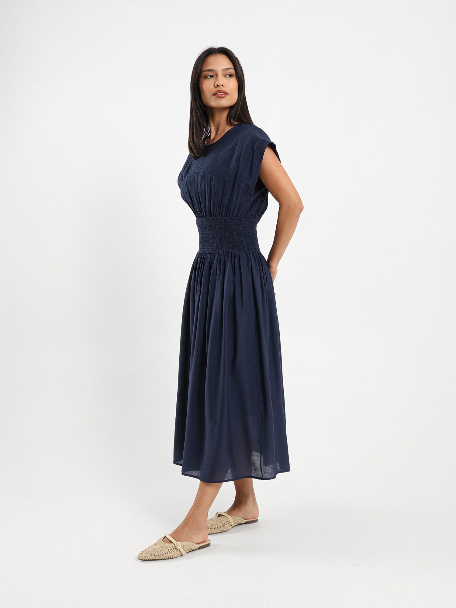 Smocked Waist Midi Dress