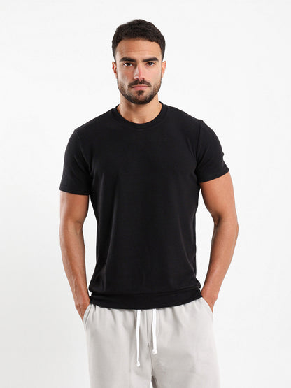 Textured Crew Neck T-Shirt