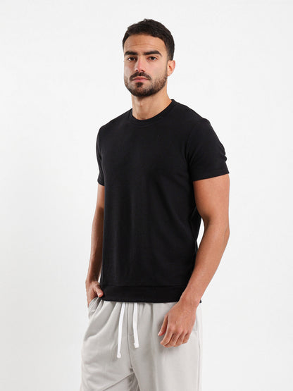 Textured Crew Neck T-Shirt