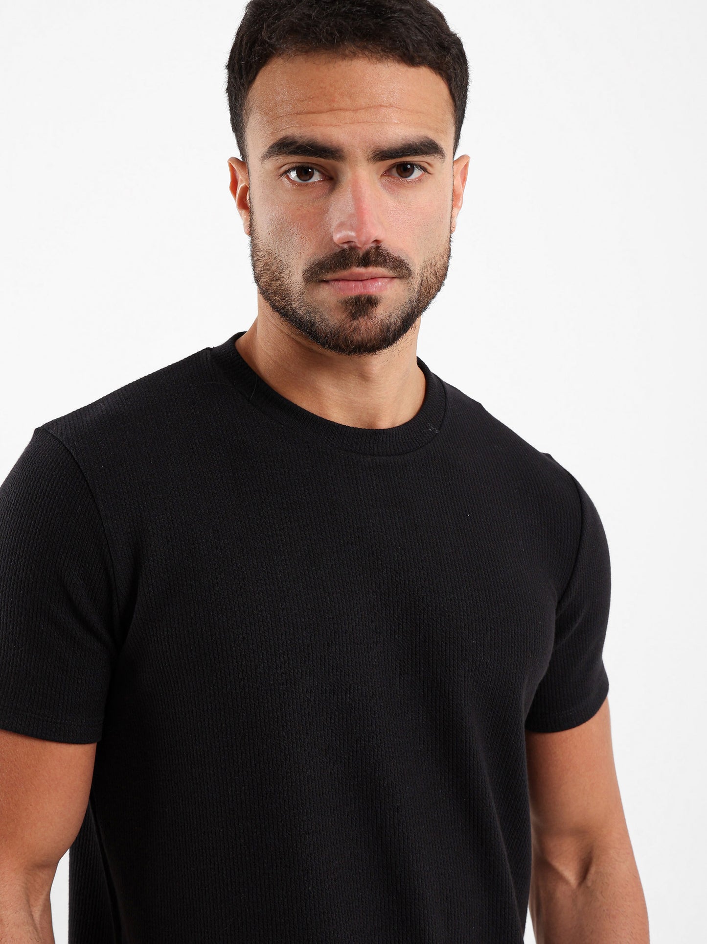 Textured Crew Neck T-Shirt