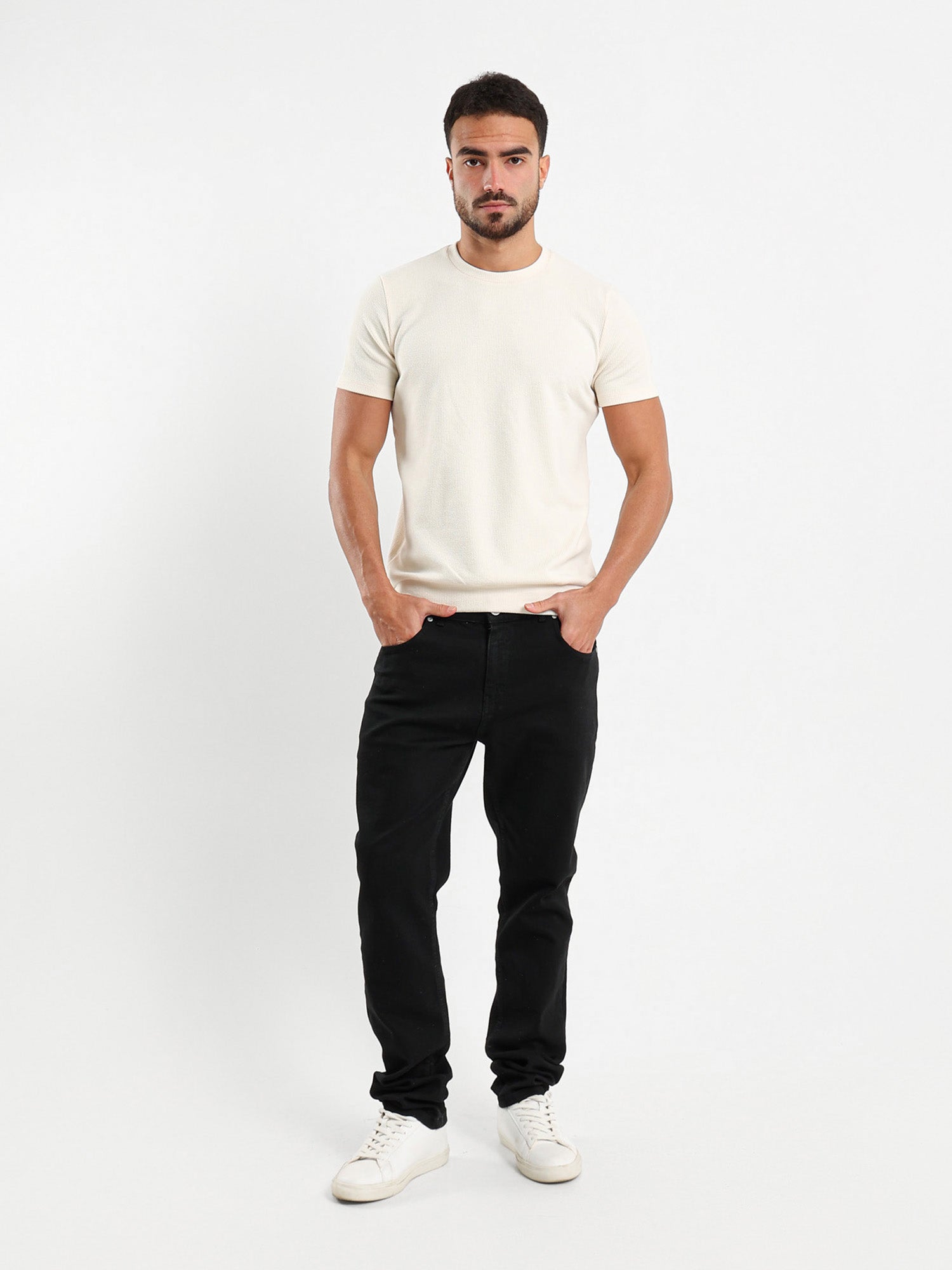 Textured Crew Neck T-Shirt