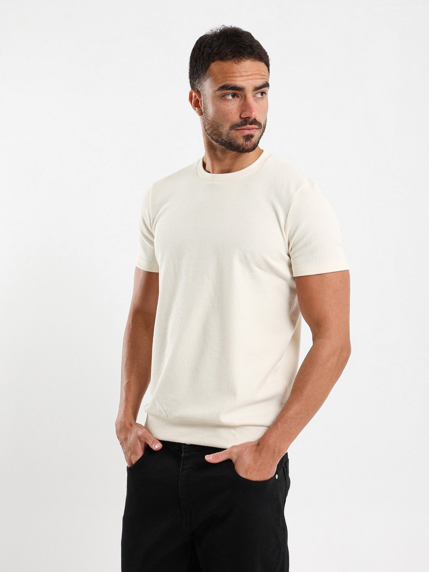 Textured Crew Neck T-Shirt