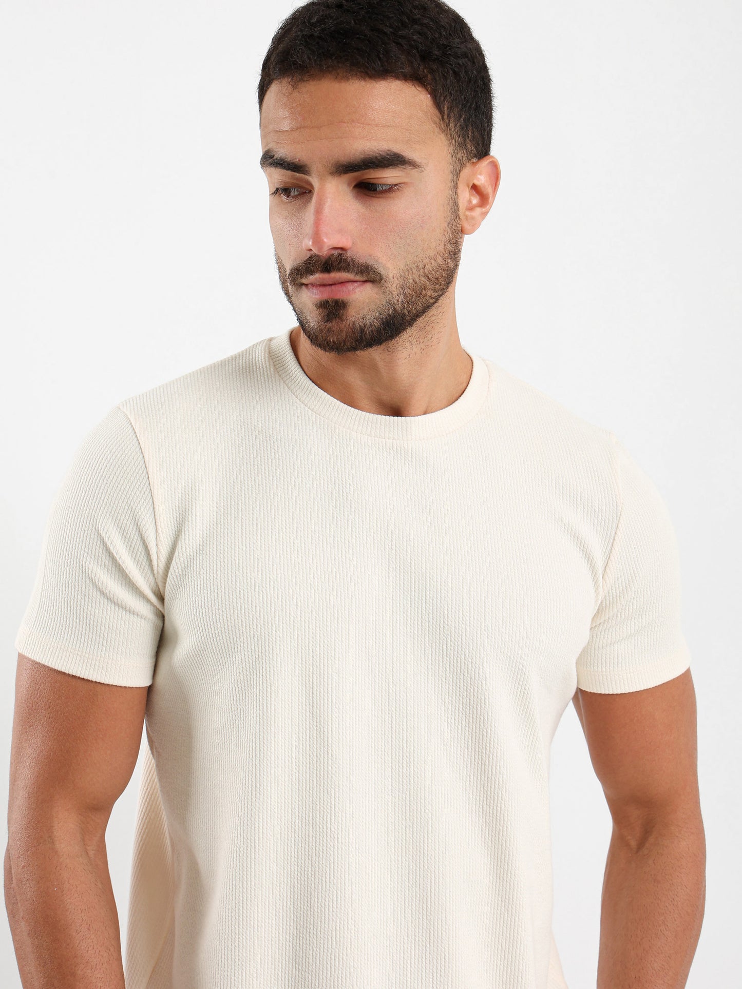 Textured Crew Neck T-Shirt