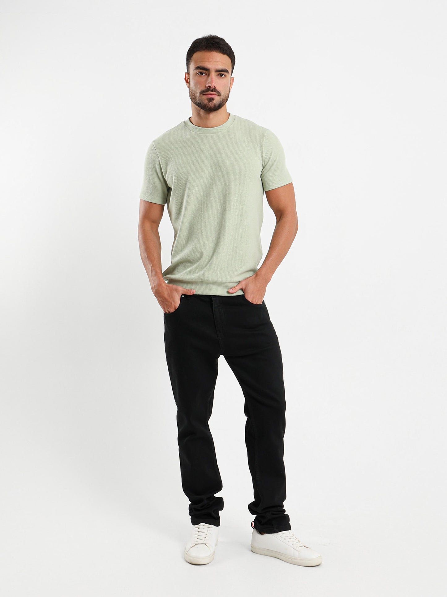 Textured Crew Neck T-Shirt