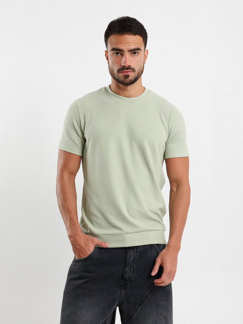 Textured Crew Neck T-Shirt