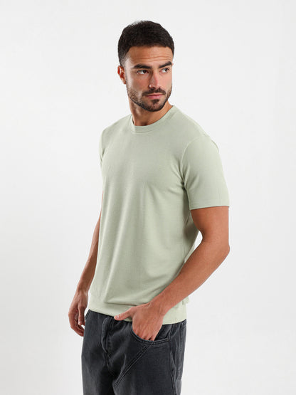 Textured Crew Neck T-Shirt