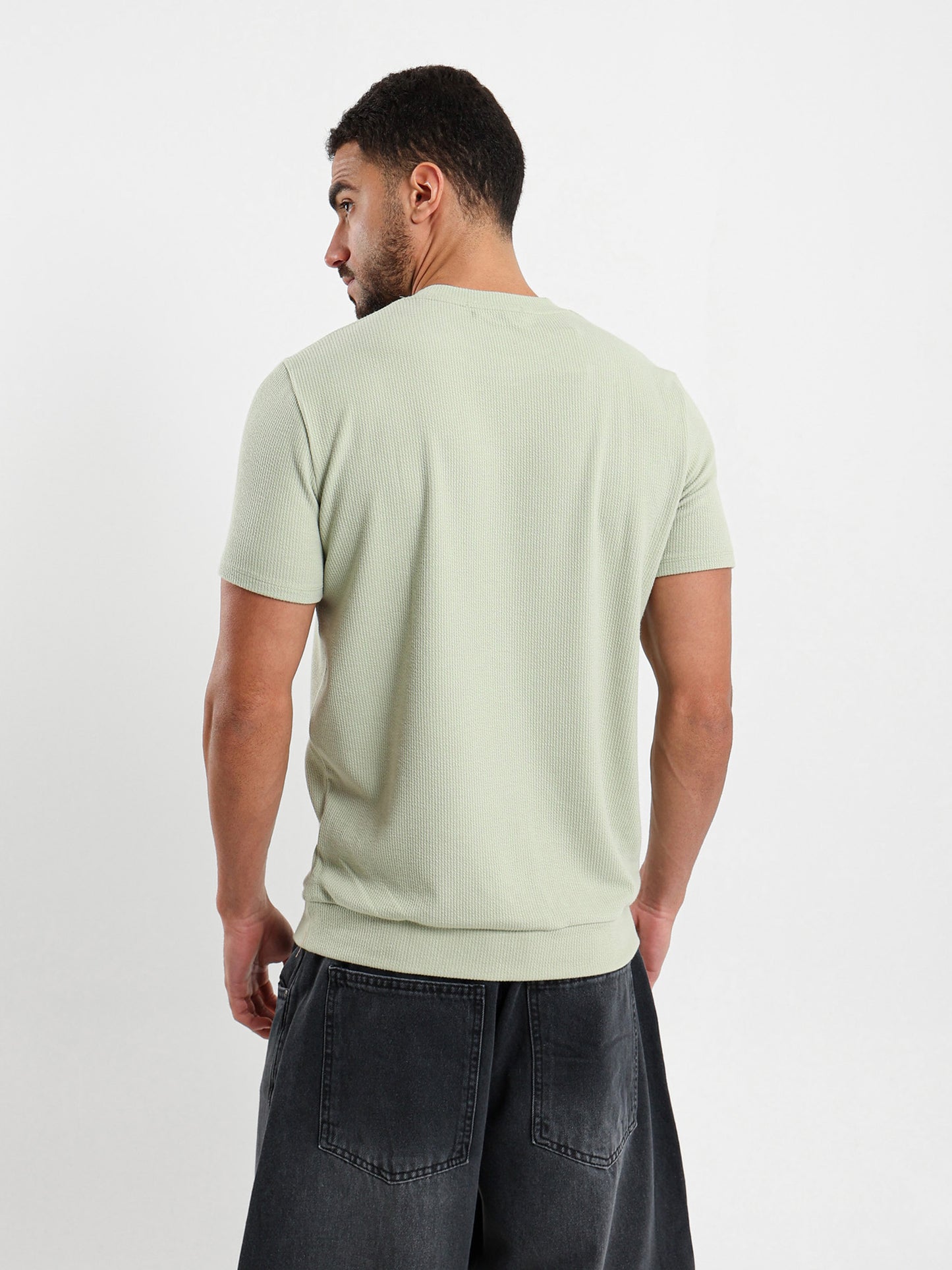 Textured Crew Neck T-Shirt