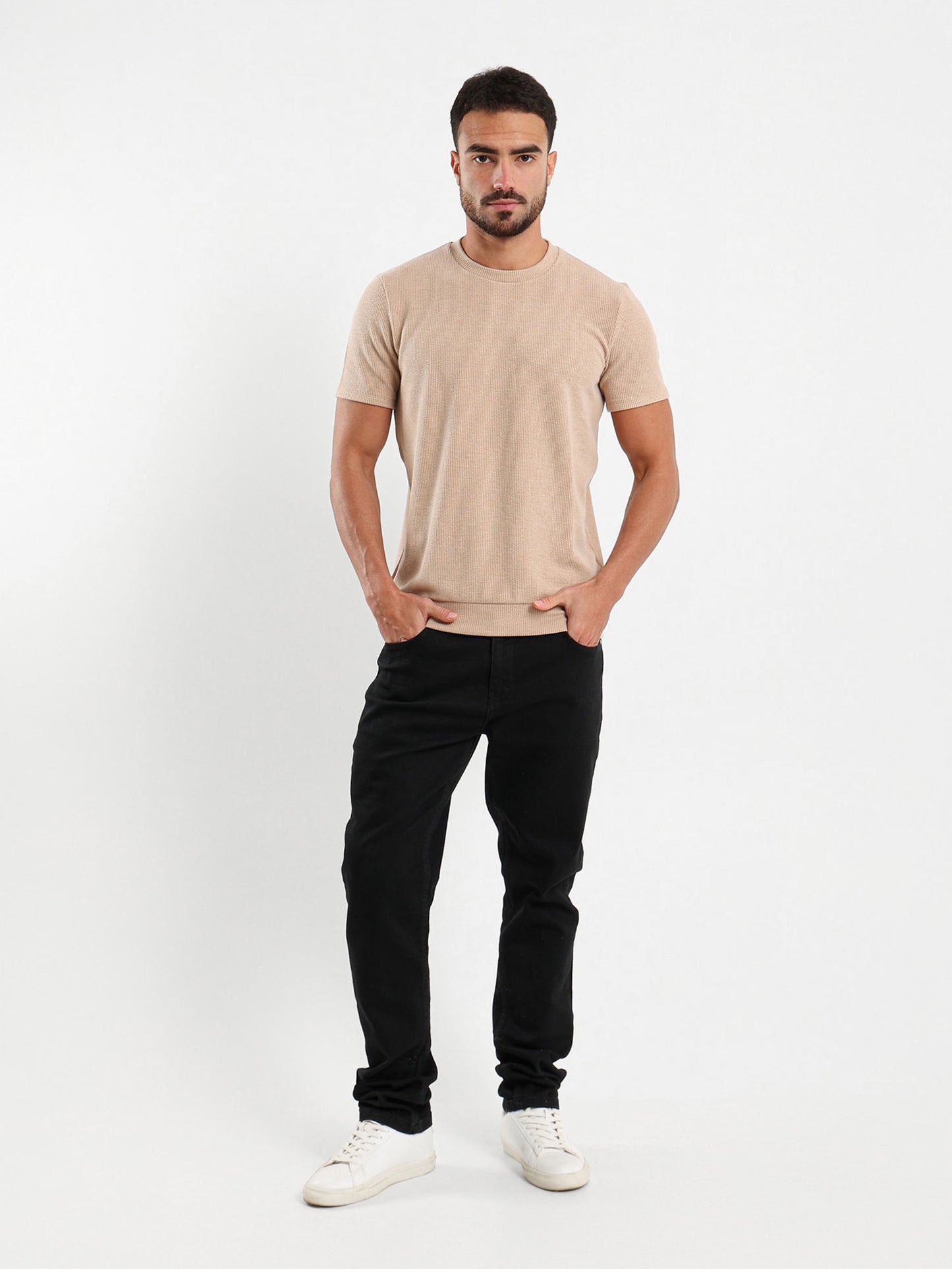 Textured Crew Neck T-Shirt