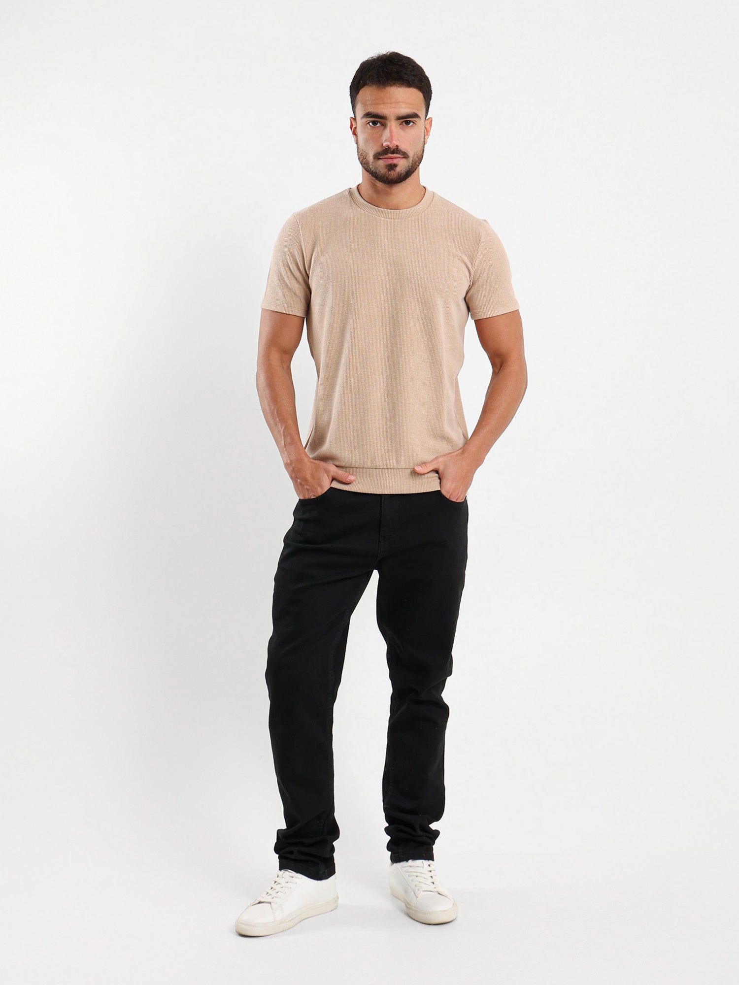 Textured Crew Neck T-Shirt