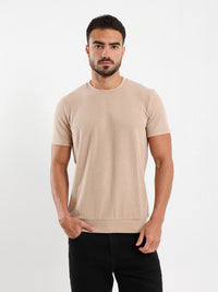 Textured Crew Neck T-Shirt