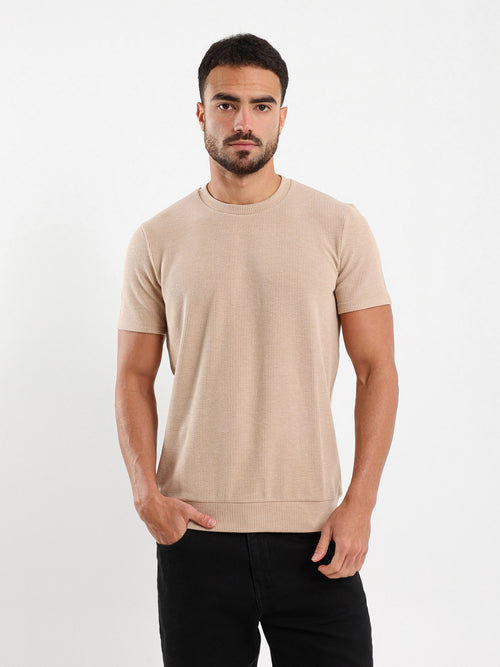 Textured Crew Neck T-Shirt