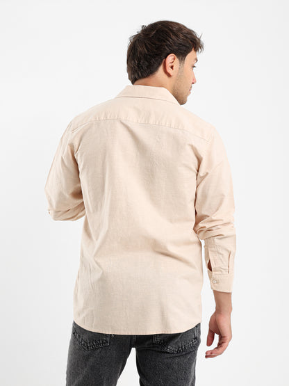 Relaxed Linen Shirt with Contrast Collar