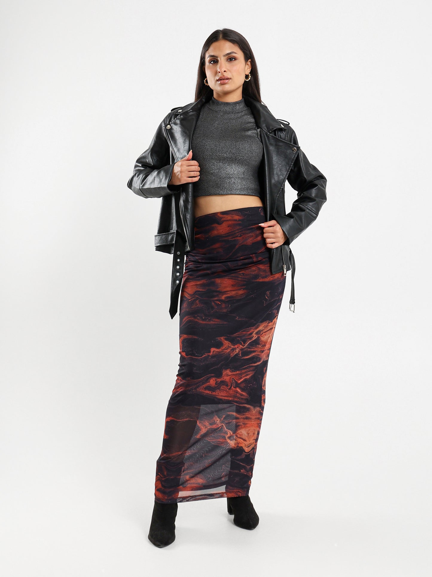 Printed Mesh Midi