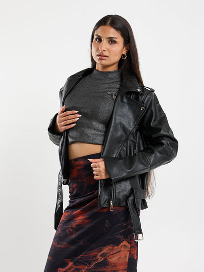 Oversized Biker Leather Jacket